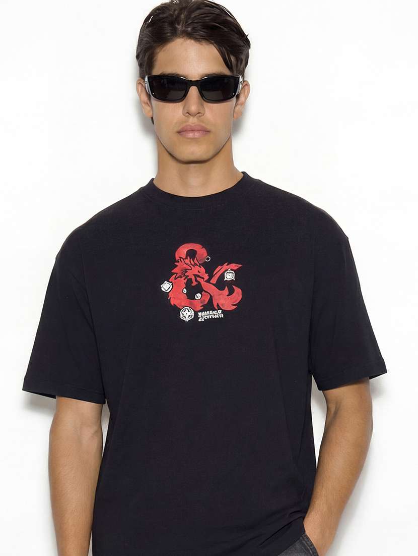 men black cotton blend plain t-shirt