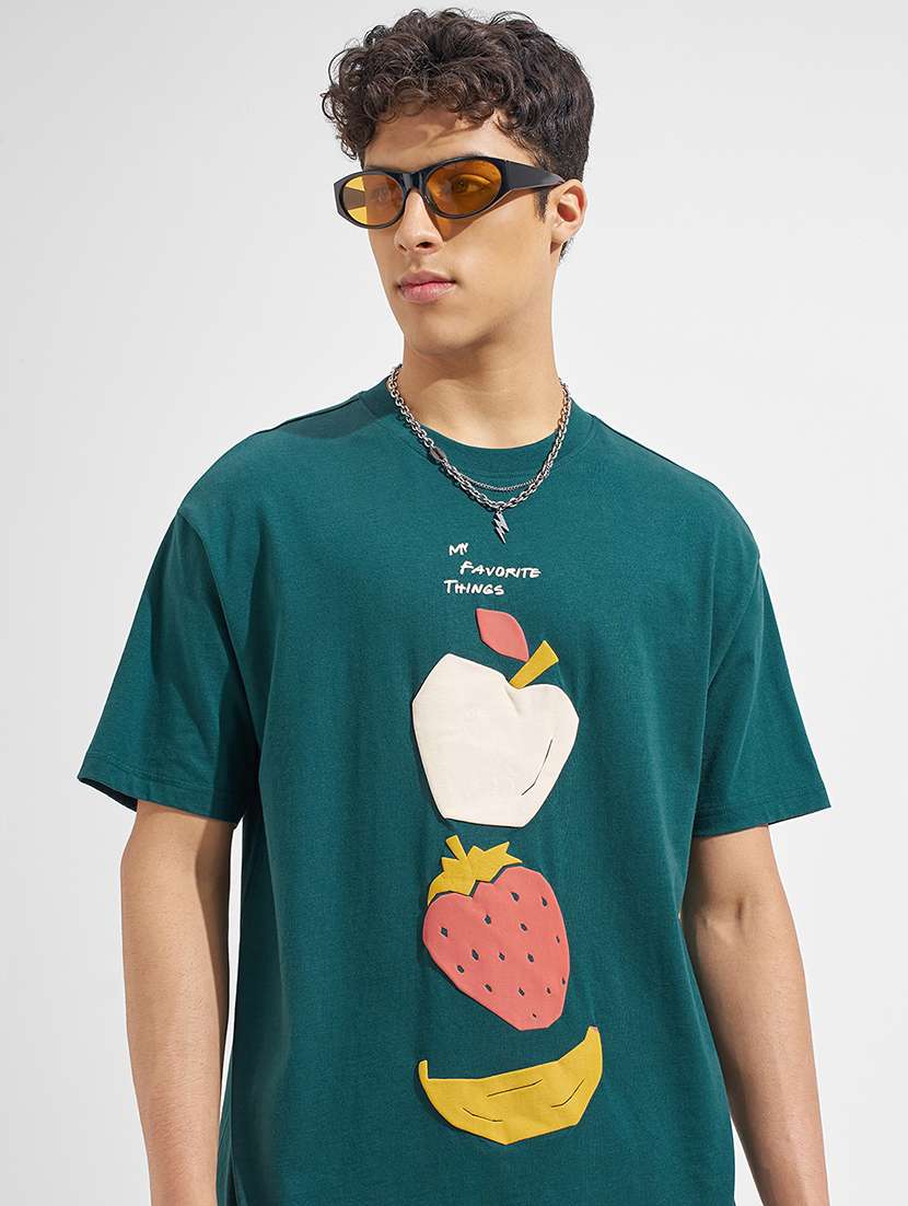 men green cotton blend plain t-shirt