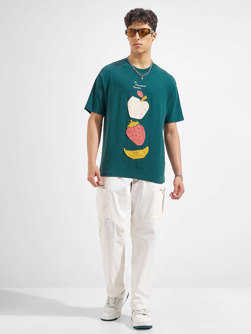 Men Green Cotton Blend Plain T-shirt - 22469244 -  Standard Image - 5
