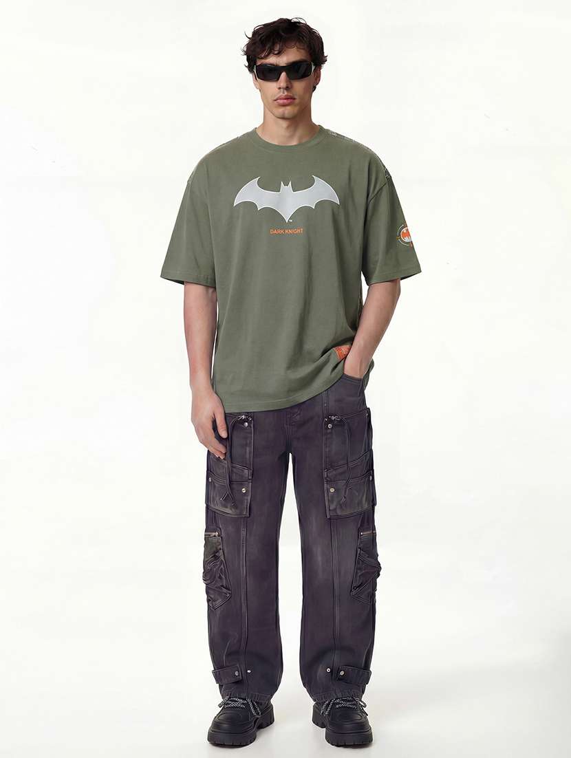 men olive round neck graphic print cotton t-shirt - 22469259 -  Standard Image - 5