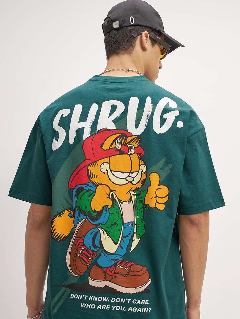men green cotton round neck graphic t-shirt