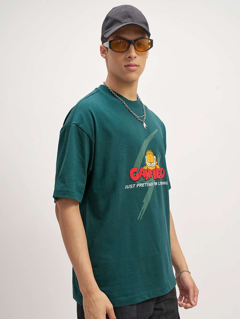 men green cotton round neck graphic t-shirt - 22469271 -  Standard Image - 3
