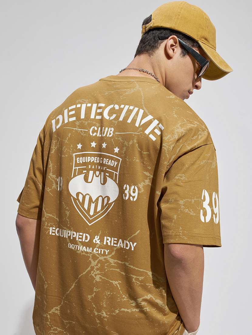 men mustard cotton plain t-shirt