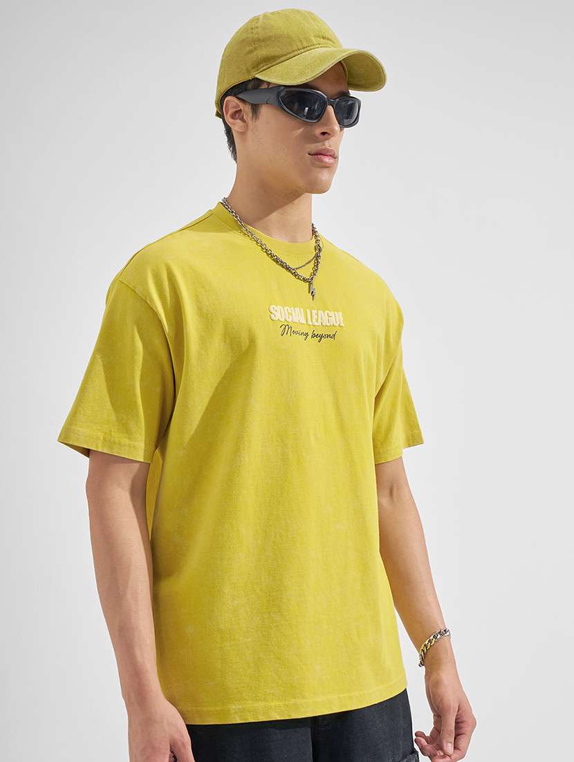 men yellow cotton plain t-shirt - 22469317 -  Standard Image - 3