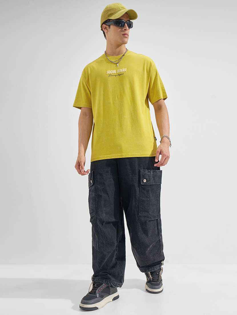 men yellow cotton plain t-shirt - 22469317 -  Standard Image - 5