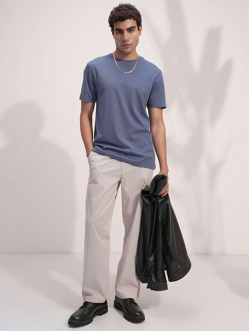 men casual blue cotton blend solid t-shirt - 22469333 -  Standard Image - 5