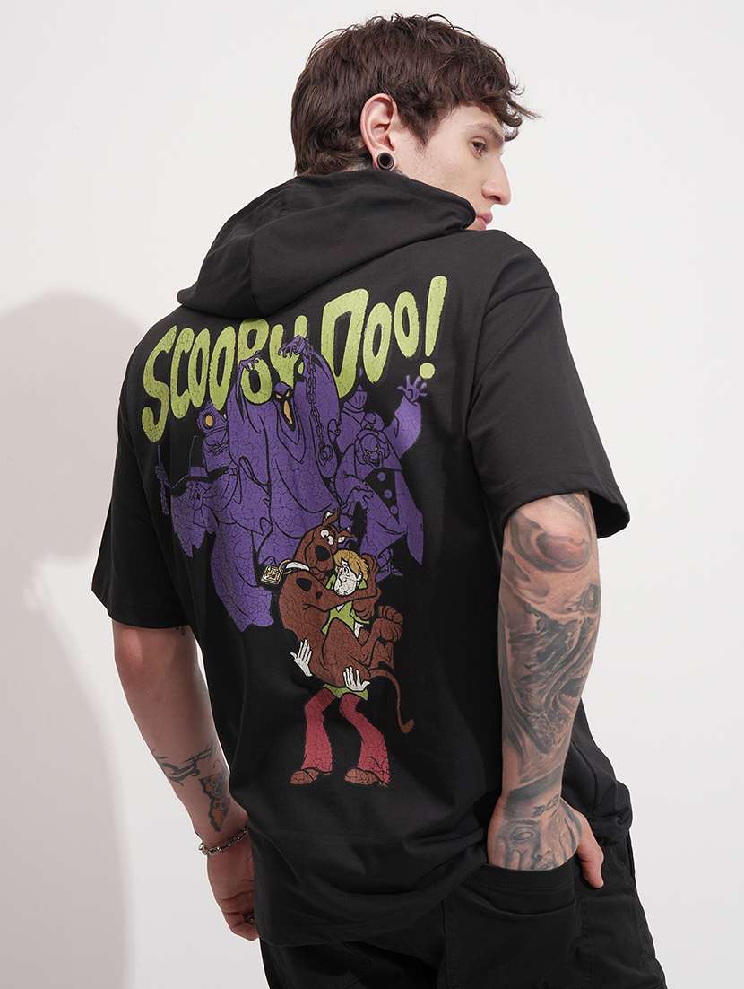 men black printed cotton blend oversized t-shirt