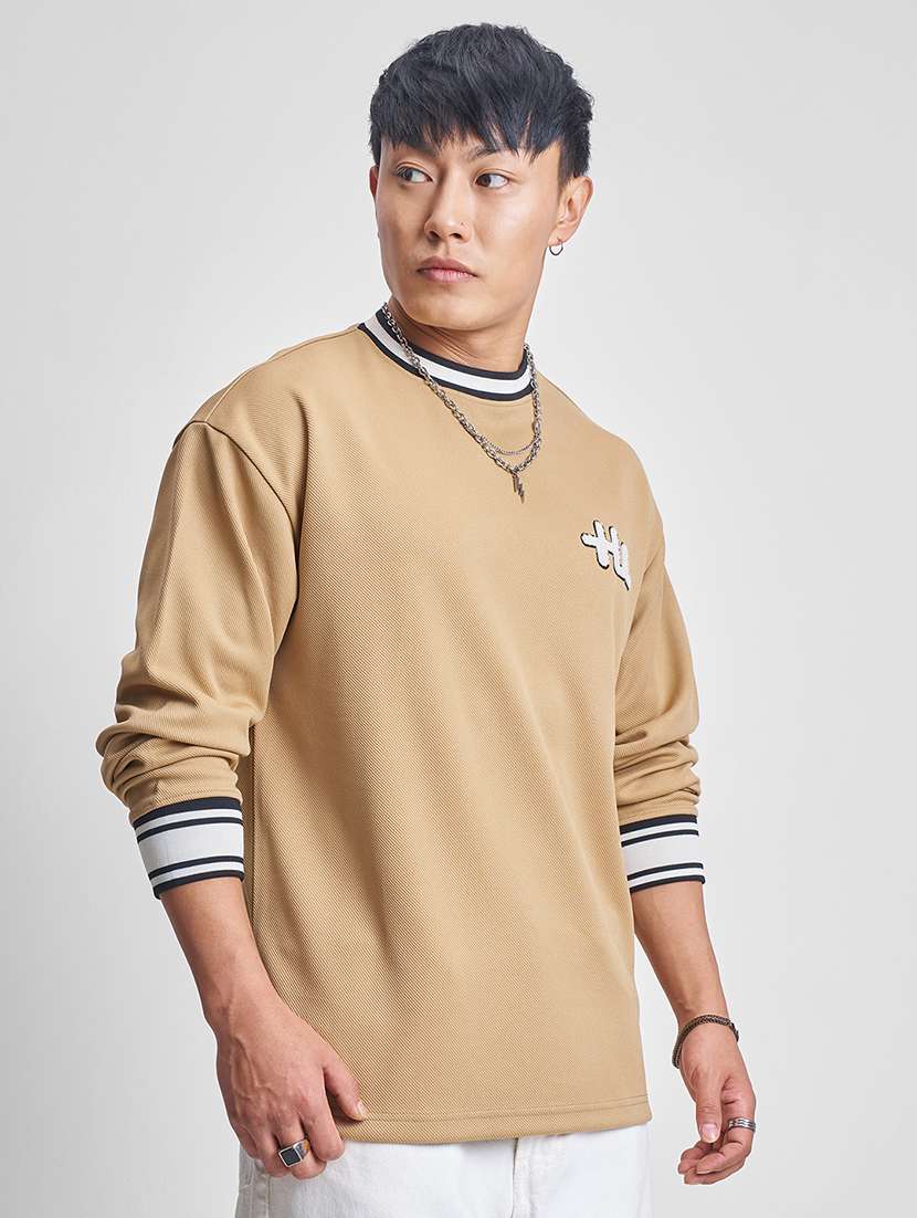 men beige polyester plain t-shirt - 22469389 -  Standard Image - 3