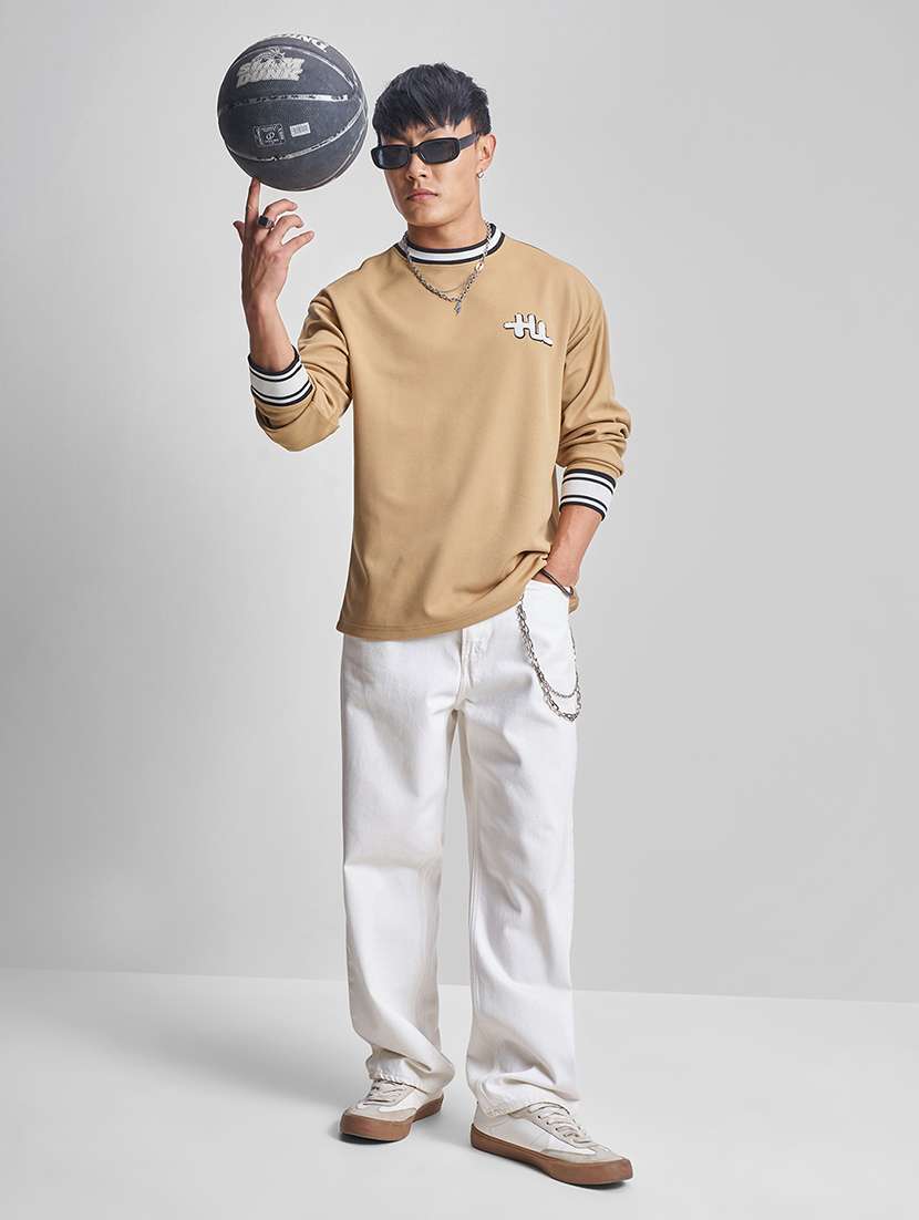 men beige polyester plain t-shirt - 22469389 -  Standard Image - 5