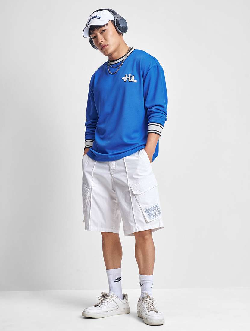 men blue polyester textured long sleeves t-shirt - 22469390 -  Standard Image - 5