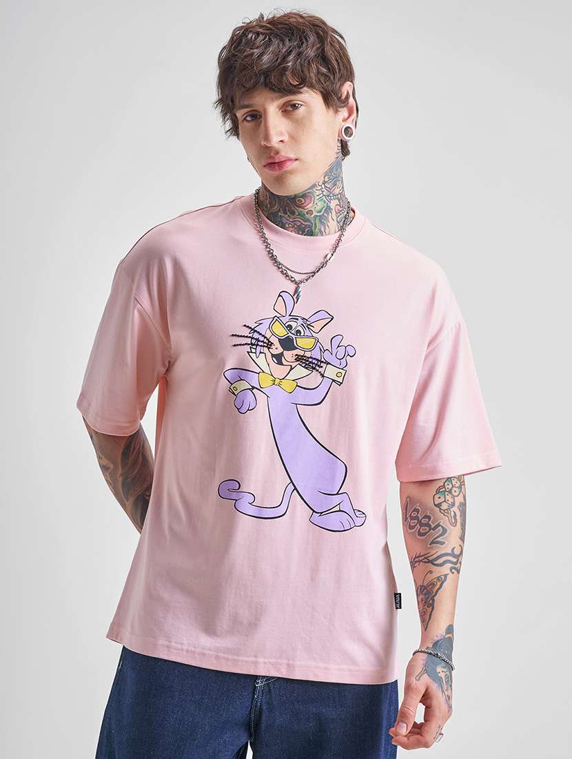 men pink cotton plain t-shirt