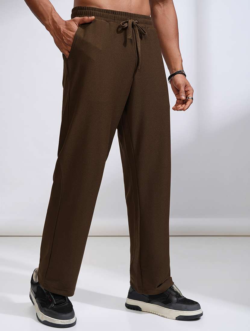men solid mid rise full length track pant - 22469462 -  Standard Image - 3