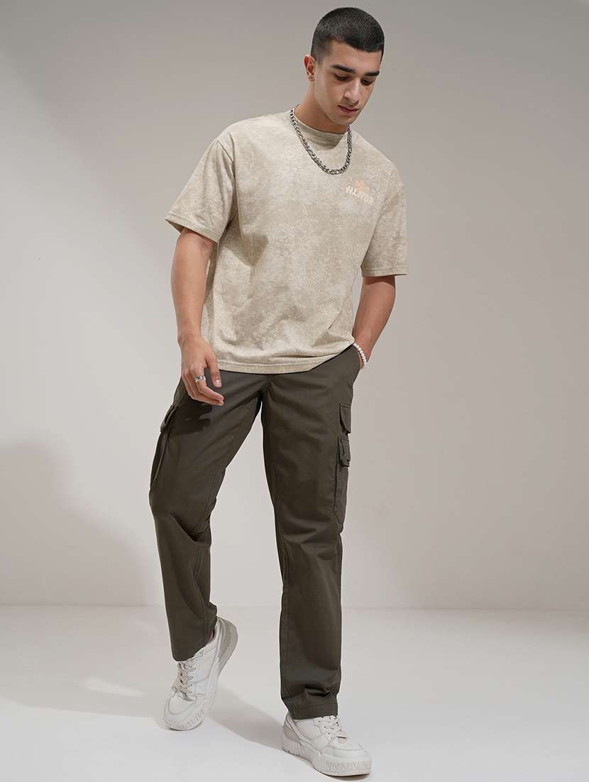 men olive cotton regular fit cargo trousers - 22469470 -  Standard Image - 5