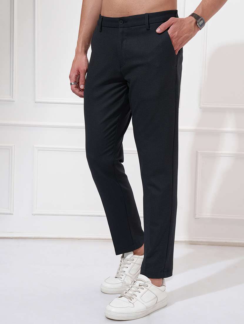 Men Textured Mid Rise Chinos Casual Trouser - 22469471 -  Standard Image - 3