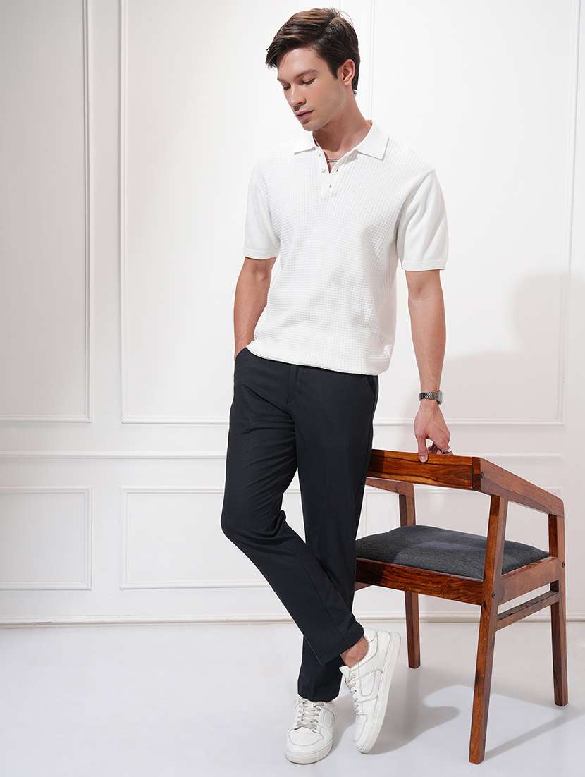 Men Textured Mid Rise Chinos Casual Trouser - 22469471 -  Standard Image - 5