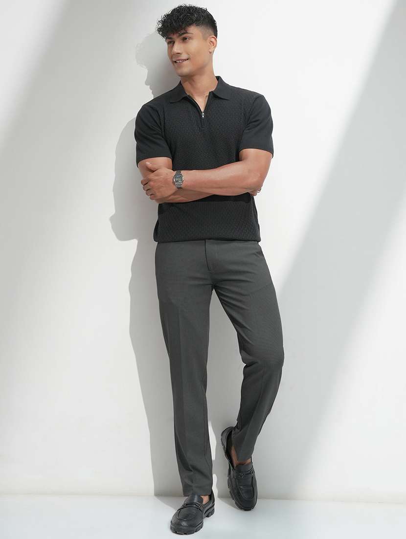 men textured mid rise chinos casual trouser - 22469473 -  Standard Image - 5