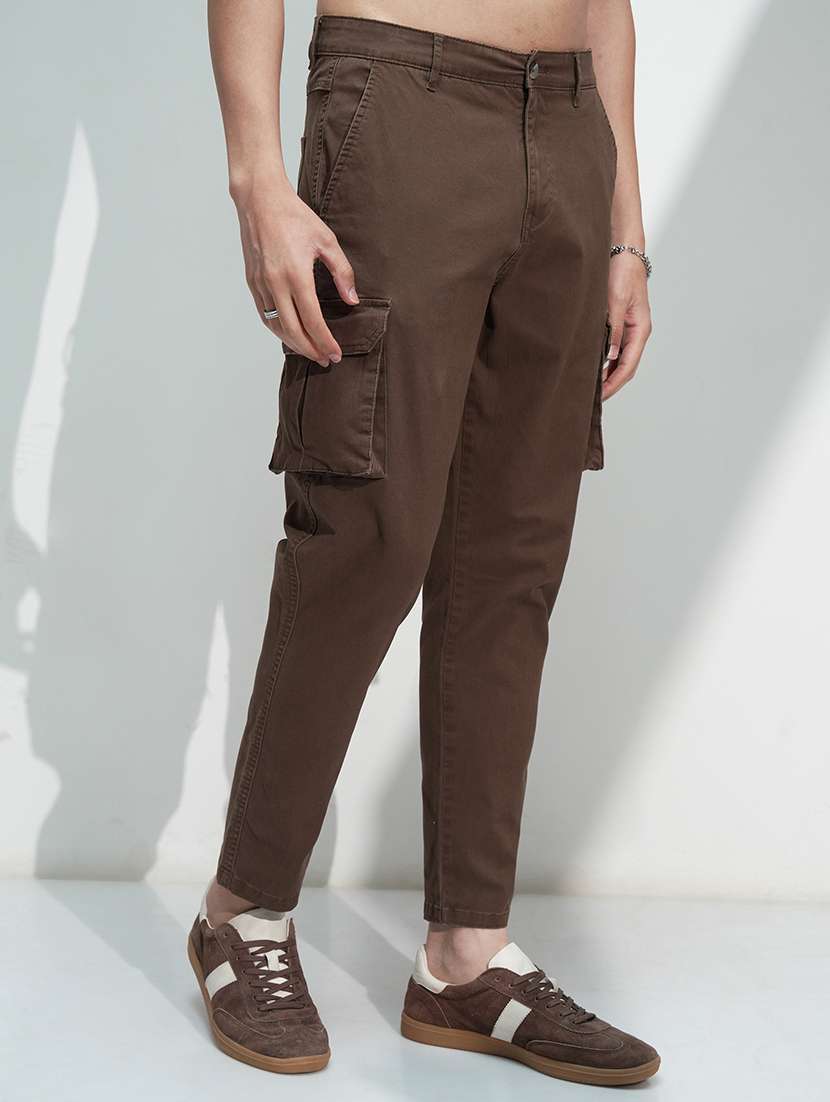 men solid mid rise regular fit cargo  - 22469478 -  Standard Image - 3
