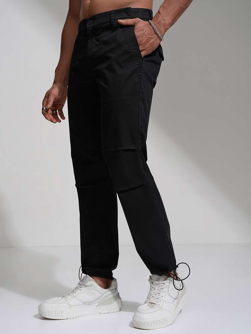 Men Black Cotton Casual Trouser - 22469479 -  Standard Image - 3