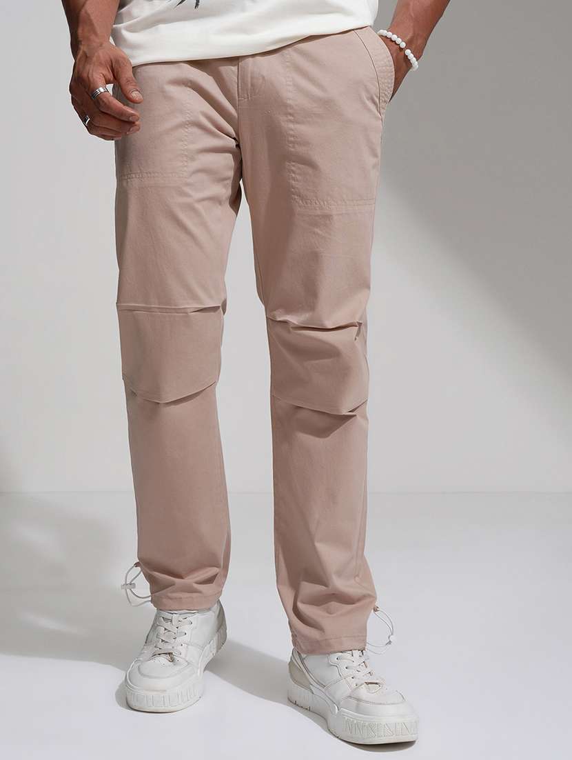 men casual solid cotton chinos trouser pant