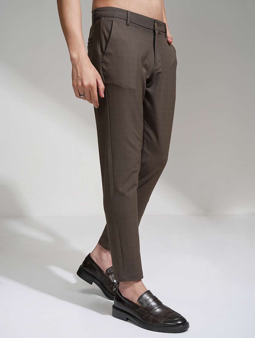 men checkered mid rise flat front formal trouser - 22469483 -  Standard Image - 3