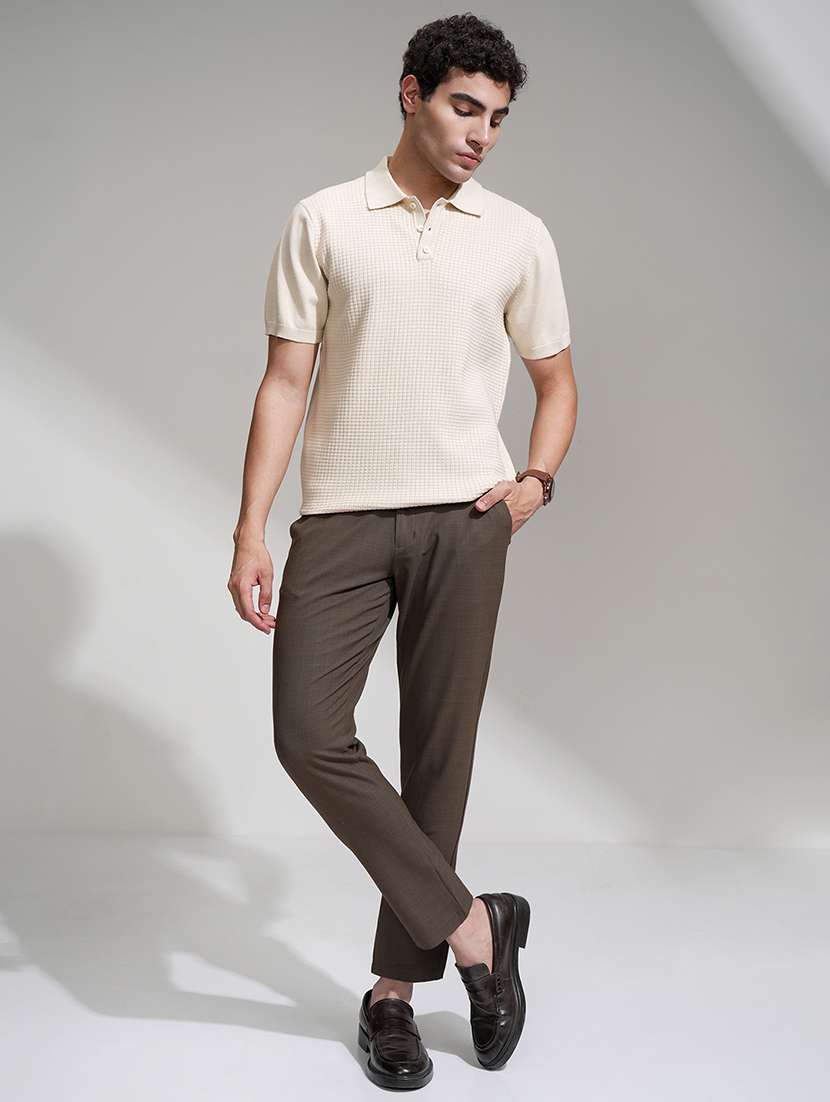 men checkered mid rise flat front formal trouser - 22469483 -  Standard Image - 5