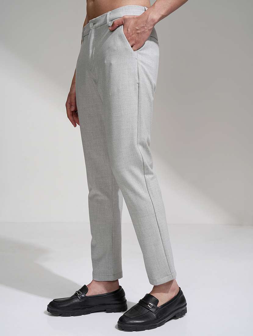 men checkered mid rise flat front formal trouser - 22469487 -  Standard Image - 3