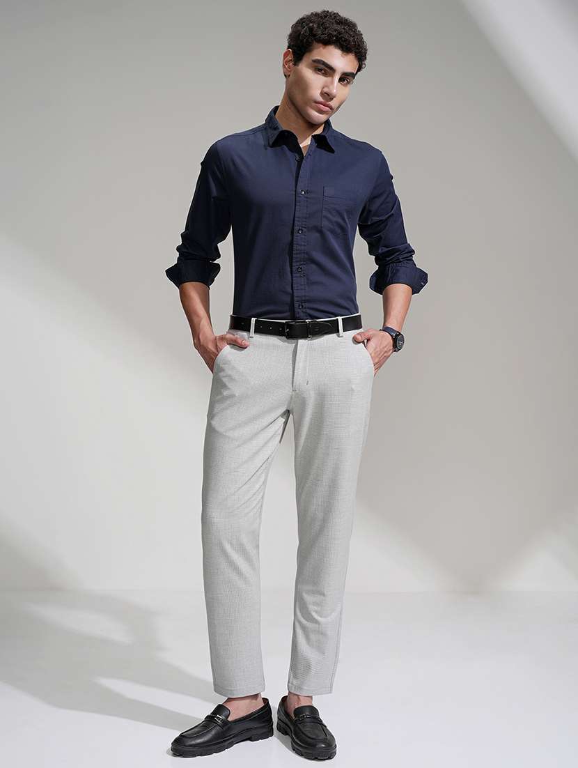 men checkered mid rise flat front formal trouser - 22469487 -  Standard Image - 5