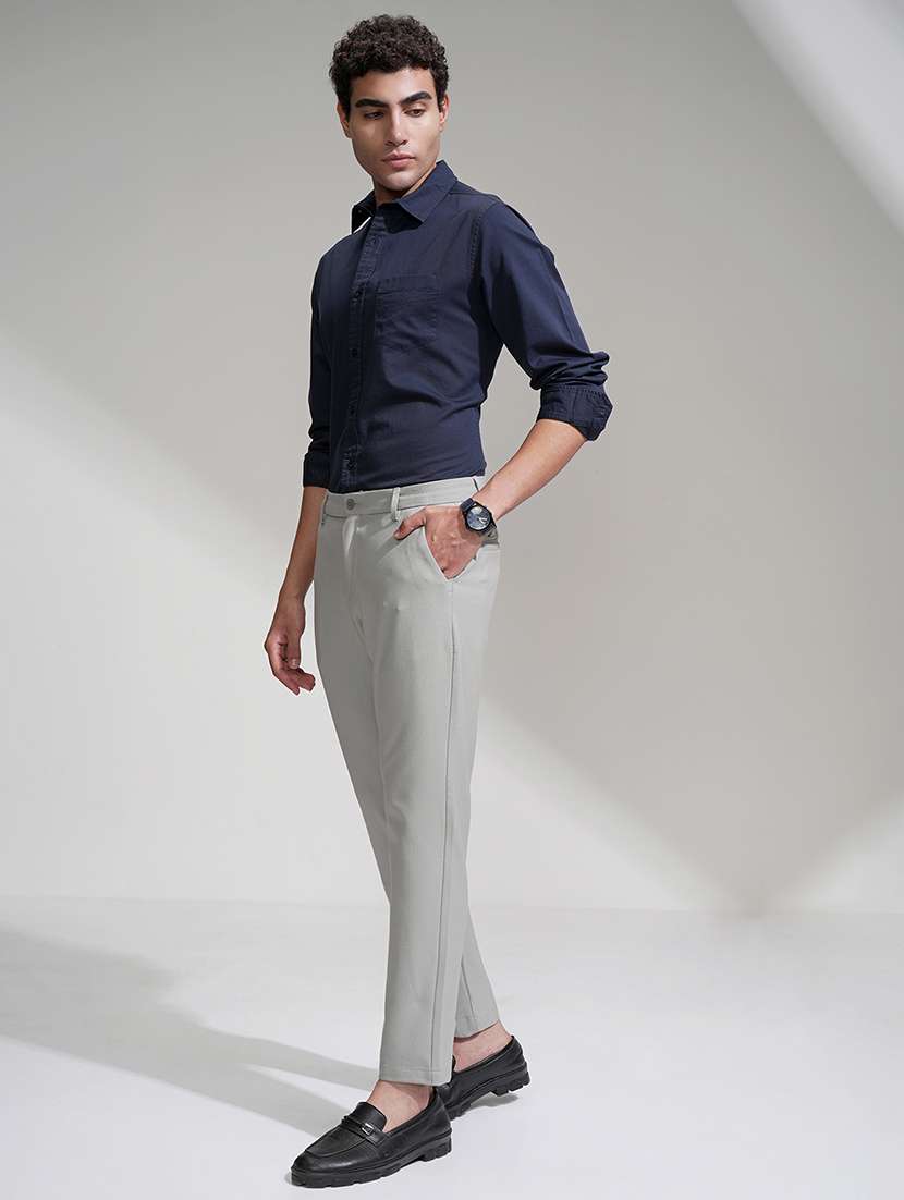 men textured mid rise flat front formal trouser - 22469488 -  Standard Image - 5