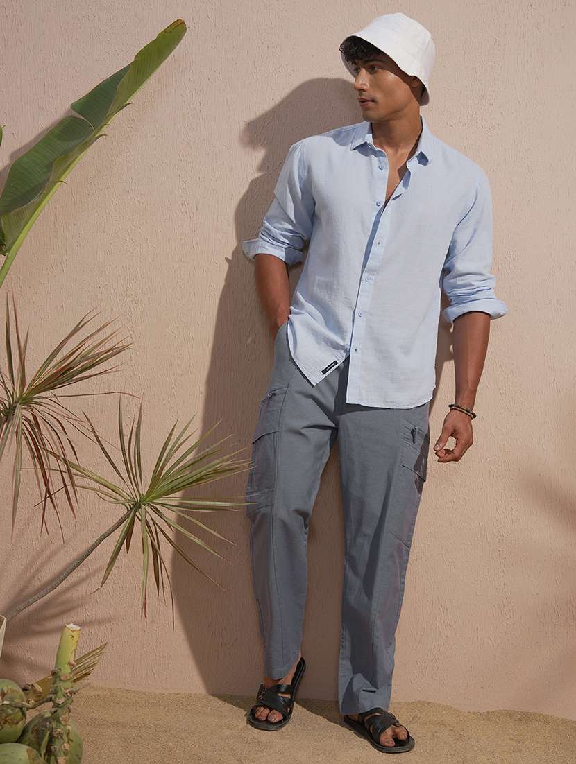 Men Solid Mid Rise Regular Fit Cargo - 22469489 -  Standard Image - 5
