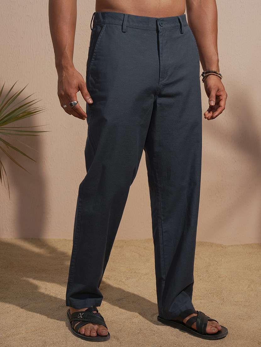 men casual cotton trouser solid regular fit - 22469495 -  Standard Image - 3