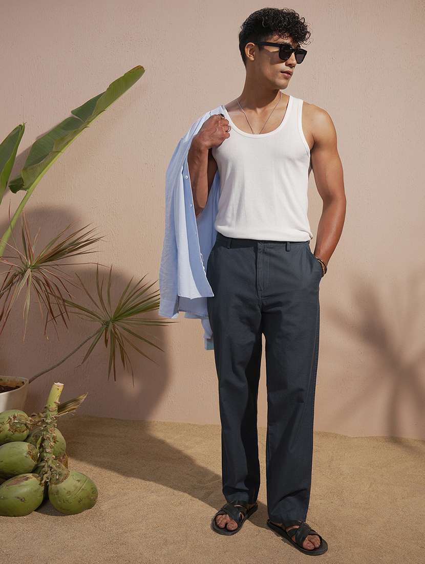 men casual cotton trouser solid regular fit - 22469495 -  Standard Image - 5