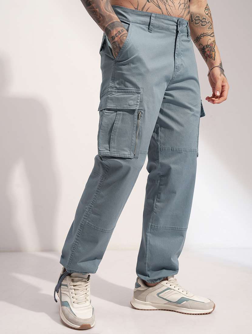 men solid cotton cargo trousers for men - 22469505 -  Standard Image - 3