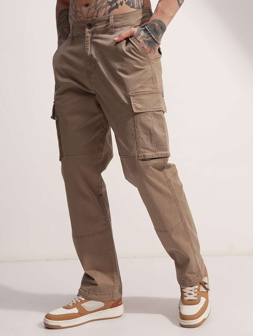 Men Brown Cotton Pleated Casual Trouser - 22469506 -  Standard Image - 3