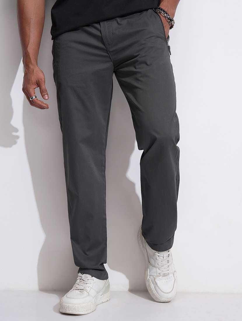 men black cotton casual trouser