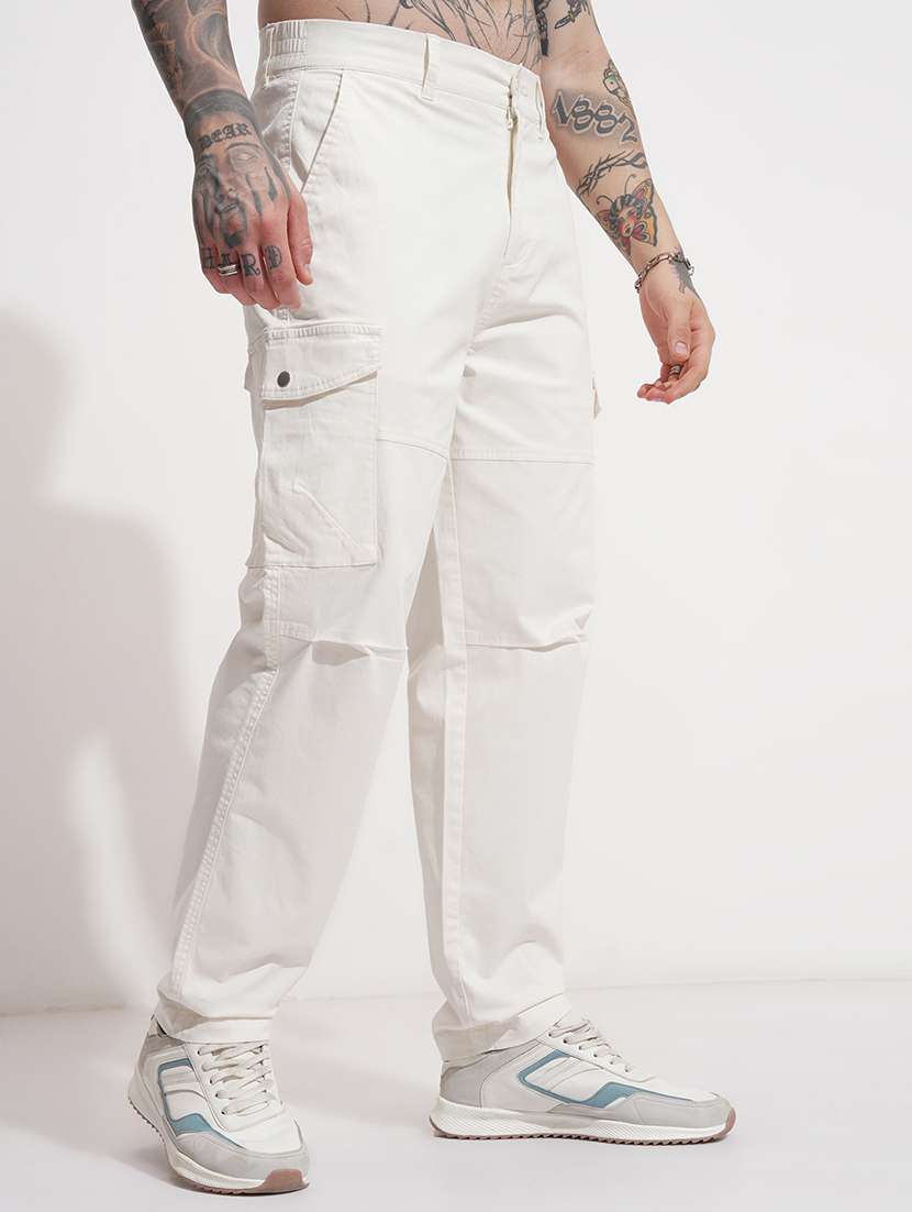 Men Solid Mid Rise Regular Fit Cargo - 22469514 -  Standard Image - 3