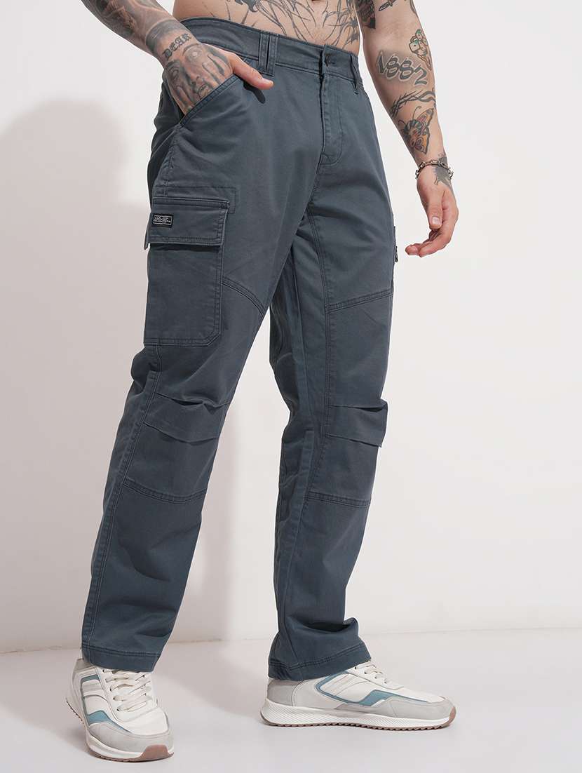 men solid mid rise regular fit cargo  - 22469515 -  Standard Image - 3