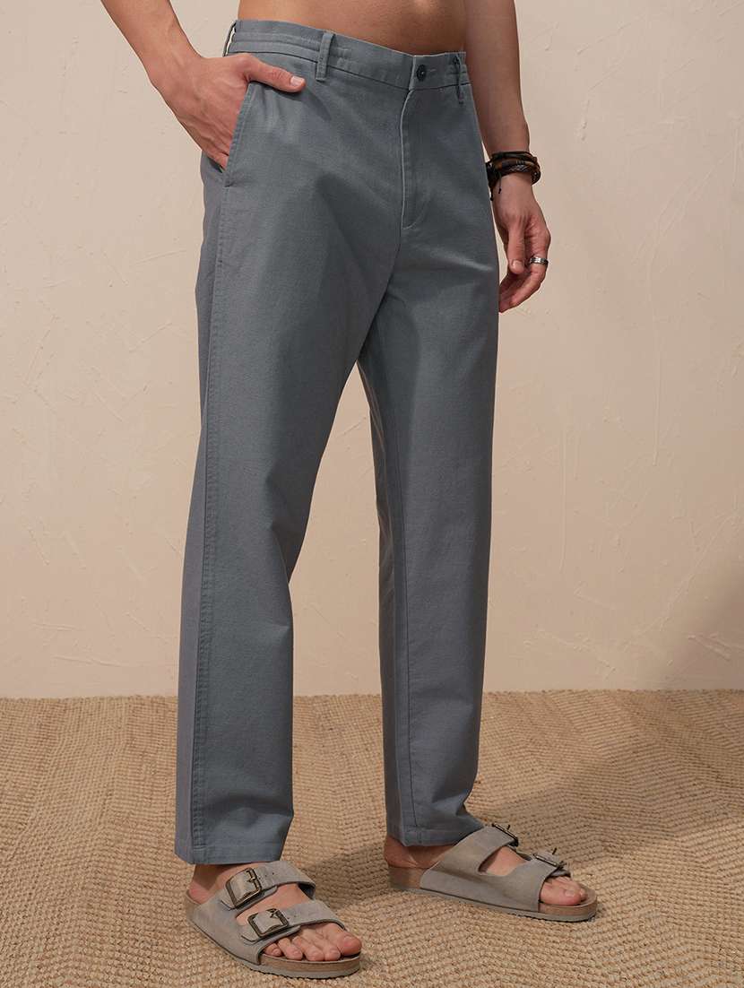 men solid mid rise chinos casual trouser - 22469522 -  Standard Image - 3