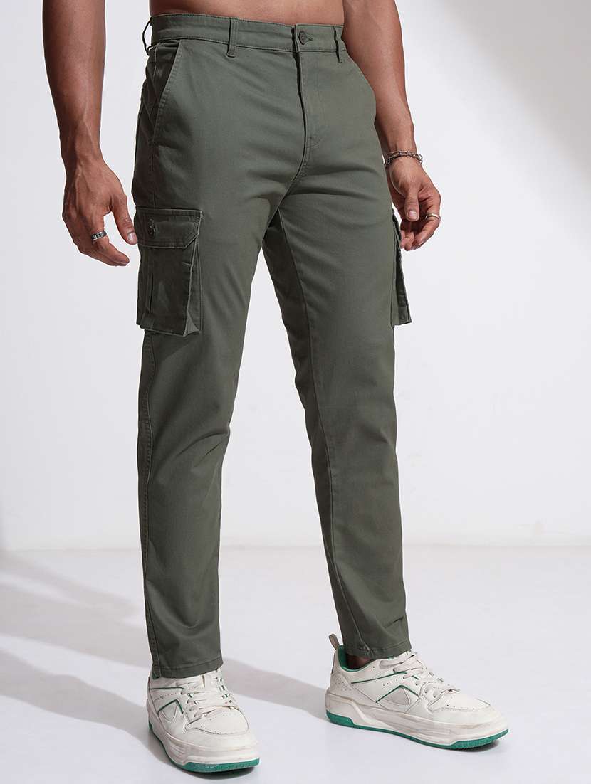 men solid mid rise regular fit cargo  - 22469523 -  Standard Image - 3