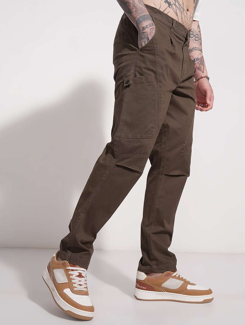 men trousers regular fit solid cotton casual wear - 22469530 -  Standard Image - 3