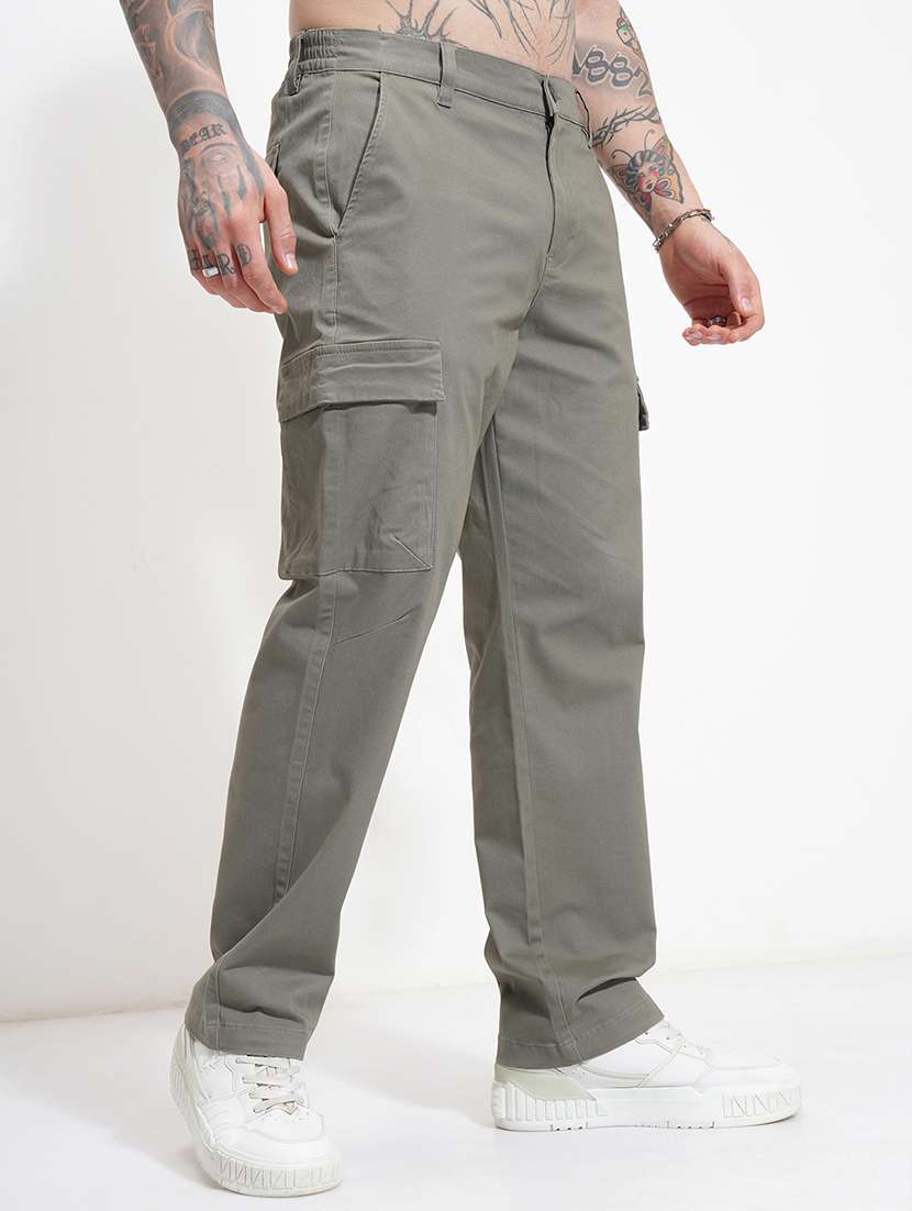 Men Solid Mid Rise Regular Fit Cargo - 22469538 -  Standard Image - 3