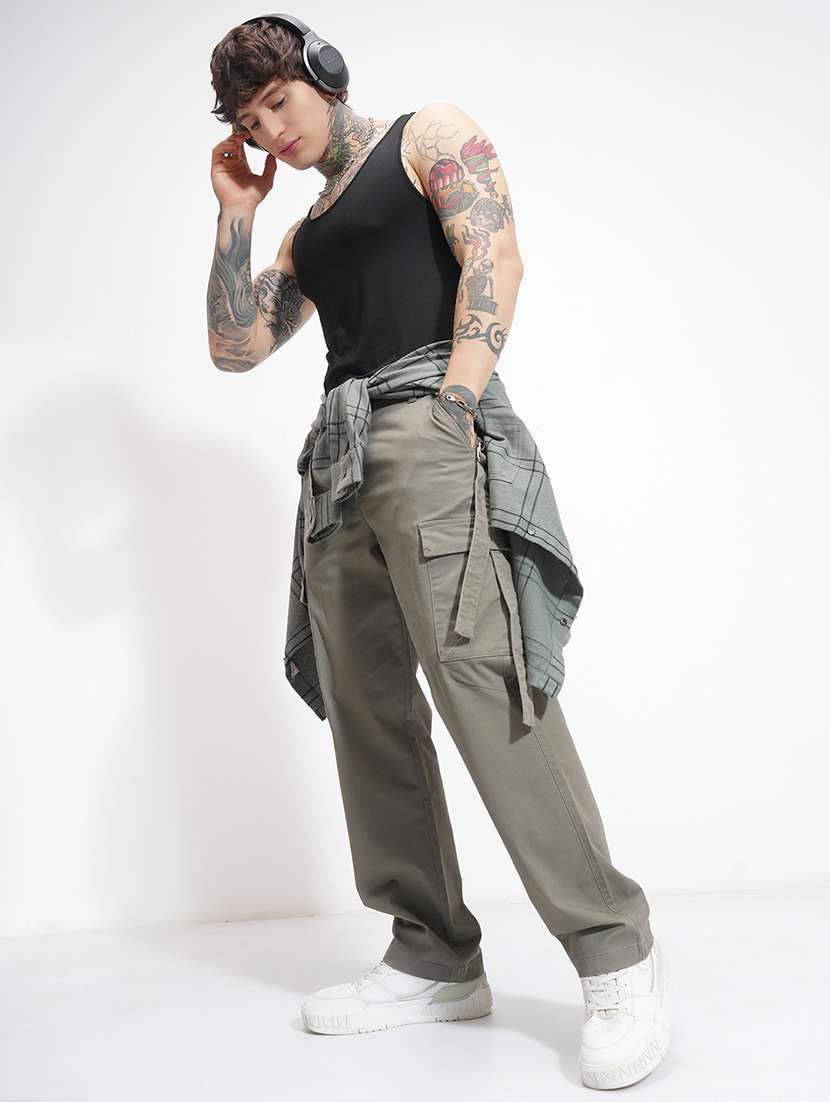 Men Solid Mid Rise Regular Fit Cargo - 22469538 -  Standard Image - 5