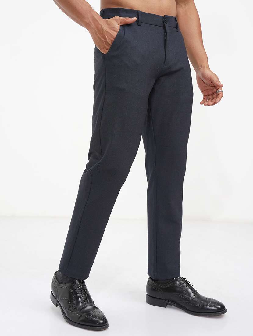 men checkered mid rise flat front formal trouser - 22469540 -  Standard Image - 3