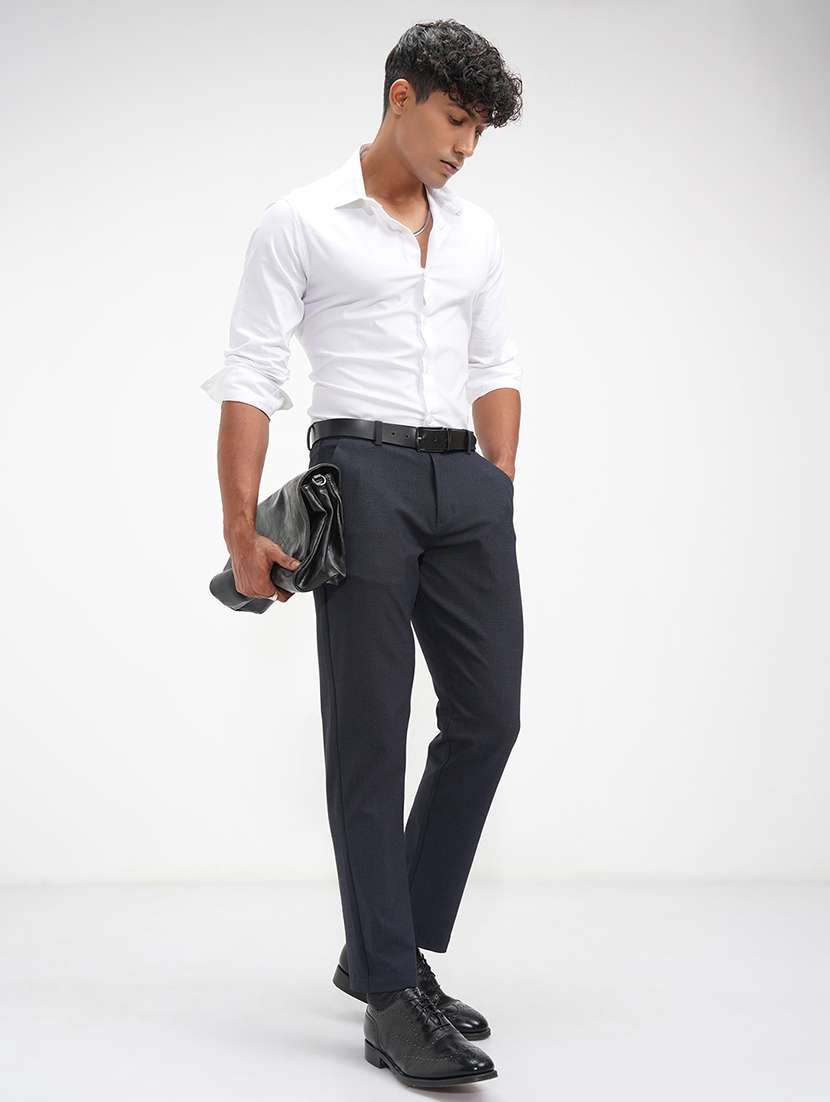 men checkered mid rise flat front formal trouser - 22469540 -  Standard Image - 5
