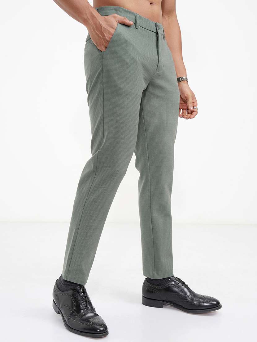 men checkered mid rise flat front formal trouser - 22469541 -  Standard Image - 3