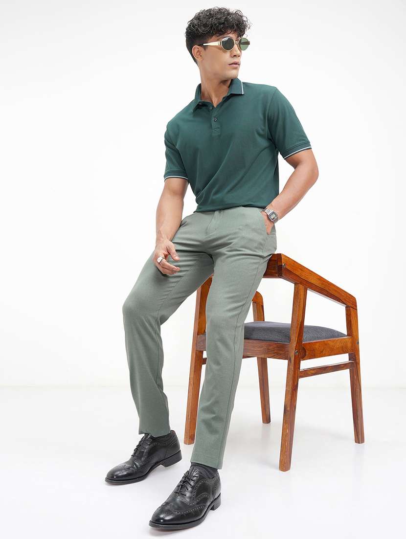 men checkered mid rise flat front formal trouser - 22469541 -  Standard Image - 5