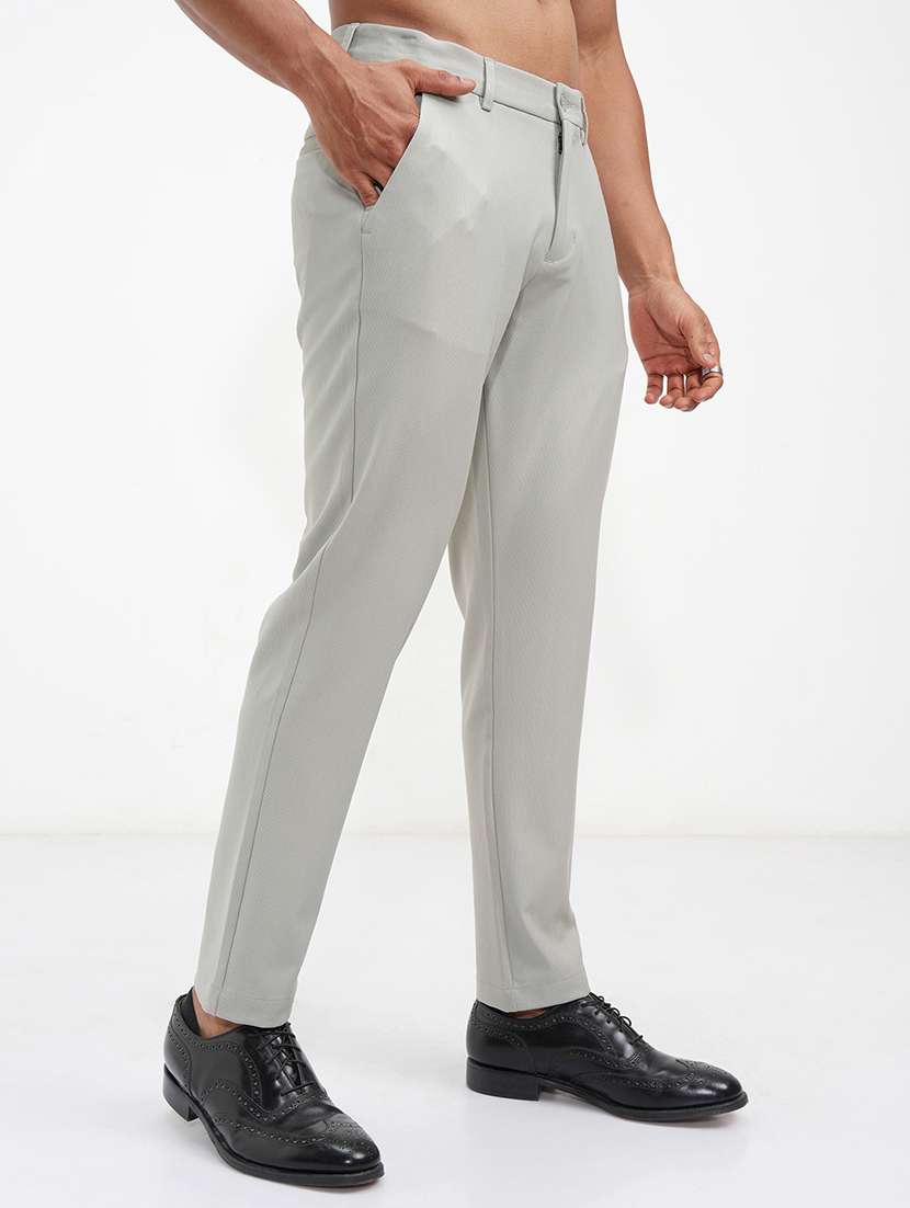 men solid mid rise flat front formal trouser - 22469543 -  Standard Image - 3