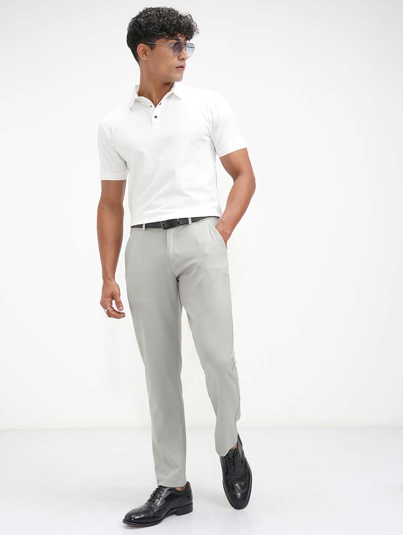 men solid mid rise flat front formal trouser - 22469543 -  Standard Image - 5