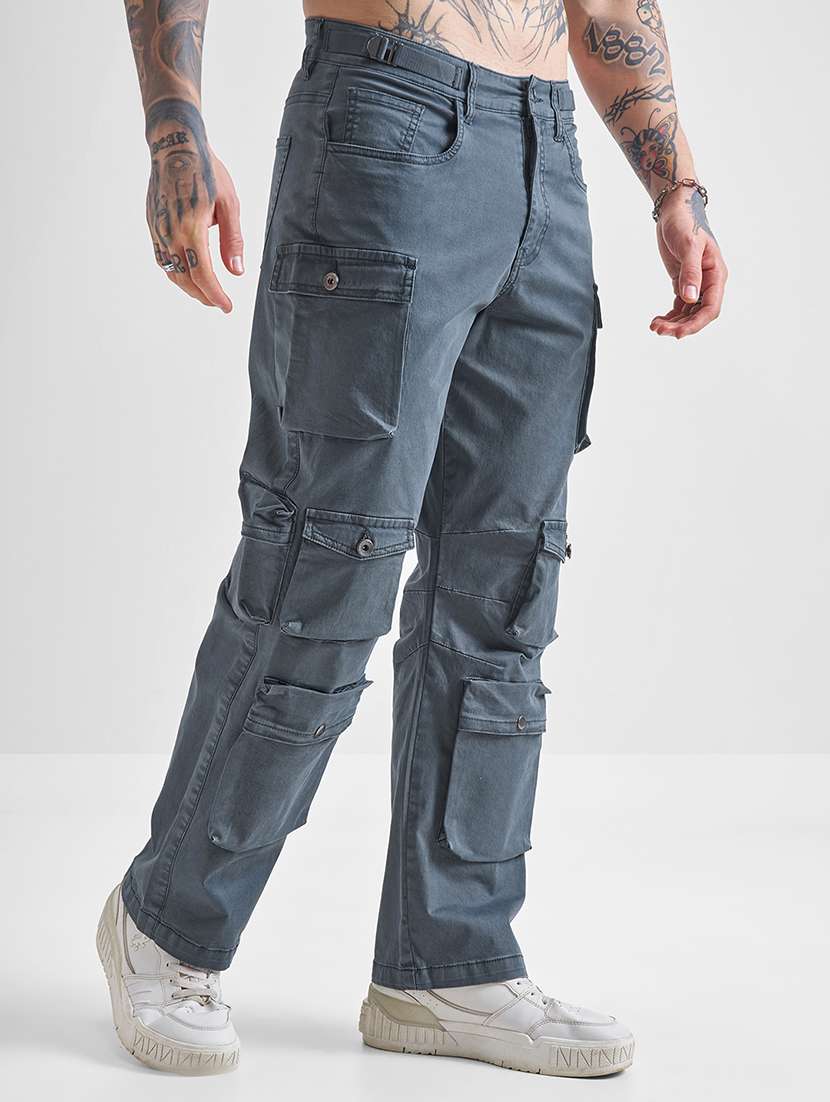 men solid mid rise regular fit cargo  - 22469550 -  Standard Image - 3