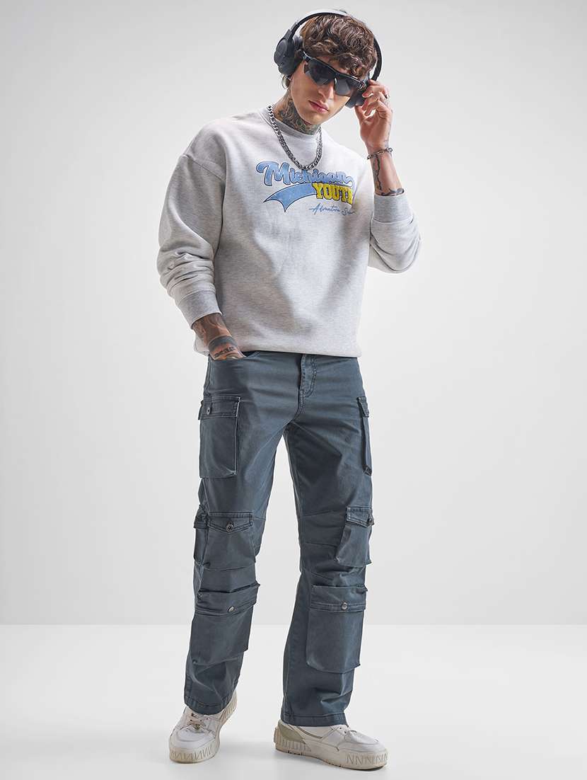 men solid mid rise regular fit cargo  - 22469550 -  Standard Image - 5
