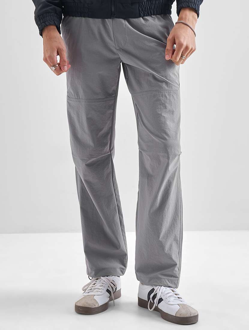 men solid mid rise full length track pant
